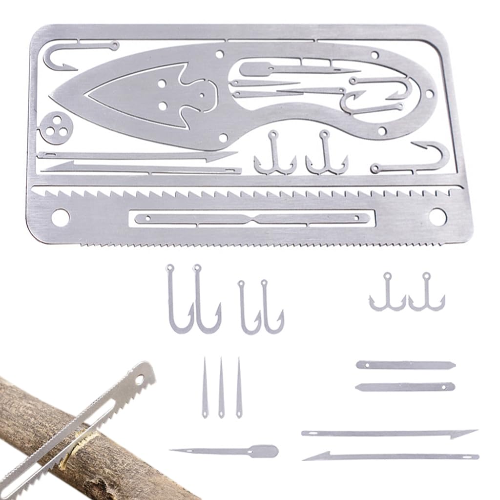 Proberos Survival Card 18-in-1 Fishhook Card Silver Stainless Steel Multifunctioal Fishhook Card Tool Fishing Tool Outdoor Camping Fishhook Card Tactical Utility Emergency Hiking Tool Proberos Survival Card 18-in-1 Fishhook Card Silver Stainless Steel Multifunctioal Fishhook Card Tool Fishing Tool Outdoor Camping Fishhook Card Tactical Utility Emergency Hiking Tool